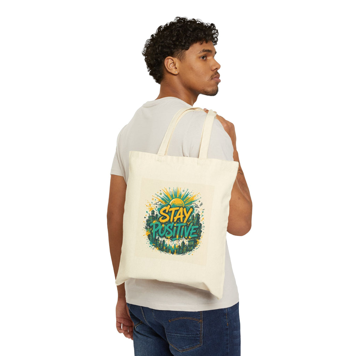 Stay Positive — Cotton Canvas Tote Bag